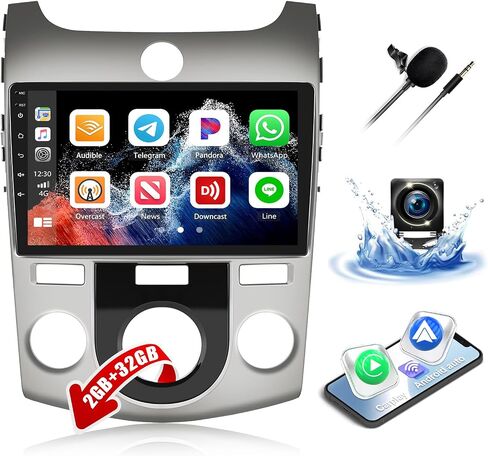 راديو ستيريو للسيارة 2G+32G لسيارة Kia Forte 2010-2013 مع Carplay لاسلكي Android Auto 9 بوصة شاشة لمس Android راديو سيارة بلوتوث مع نظام تحديد المواقع والملاحة WiFi ووحدة رأس FM مع كاميرا احتياطية AHD in Saudi Arabia