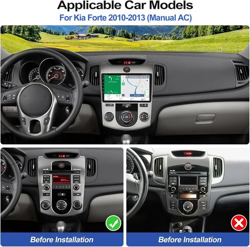 راديو ستيريو للسيارة 2G+32G لسيارة Kia Forte 2010-2013 مع Carplay لاسلكي Android Auto 9 بوصة شاشة لمس Android راديو سيارة بلوتوث مع نظام تحديد المواقع والملاحة WiFi ووحدة رأس FM مع كاميرا احتياطية AHD in Saudi Arabia