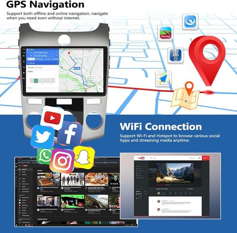 راديو ستيريو للسيارة 2G+32G لسيارة Kia Forte 2010-2013 مع Carplay لاسلكي Android Auto 9 بوصة شاشة لمس Android راديو سيارة بلوتوث مع نظام تحديد المواقع والملاحة WiFi ووحدة رأس FM مع كاميرا احتياطية AHD in Saudi Arabia
