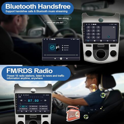 راديو ستيريو للسيارة 2G+32G لسيارة Kia Forte 2010-2013 مع Carplay لاسلكي Android Auto 9 بوصة شاشة لمس Android راديو سيارة بلوتوث مع نظام تحديد المواقع والملاحة WiFi ووحدة رأس FM مع كاميرا احتياطية AHD in Saudi Arabia