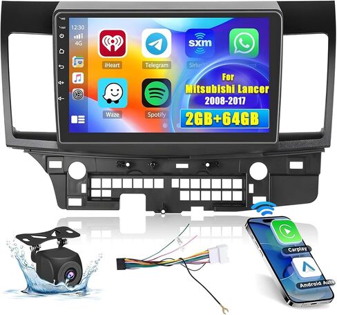 Hikity 2+64GB لسيارة Mitsubishi Lancer 2008-2017 Android Car Stereo 10.1 بوصة تعمل باللمس راديو السيارة اللاسلكي Carplay Android Auto Support GPS Navigation WiFi Bluetooth FM EQ كاميرا احتياطية in Saudi Arabia