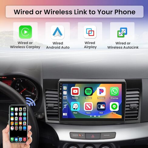 Hikity 2+64GB لسيارة Mitsubishi Lancer 2008-2017 Android Car Stereo 10.1 بوصة تعمل باللمس راديو السيارة اللاسلكي Carplay Android Auto Support GPS Navigation WiFi Bluetooth FM EQ كاميرا احتياطية in Saudi Arabia