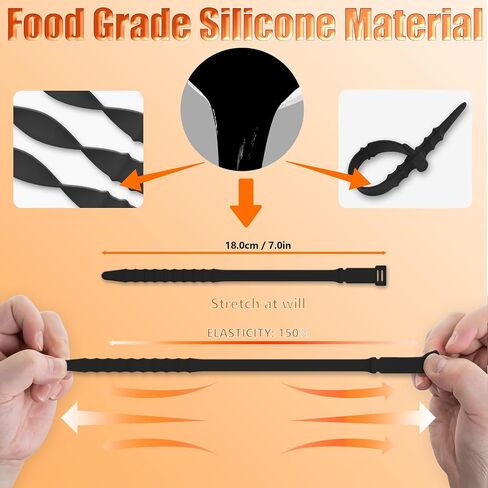 Silicone Zip Ties, 20Pcs 18cm Reusable Zip Ties, Rubber Reusable Zip Ties Straps for Wire Management, Elastic Cable Organizer for Home Office Table Desk and Travel(18cm, 20pcs, Black) in Saudi Arabia