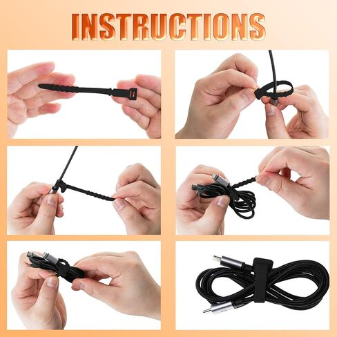 Silicone Zip Ties, 20Pcs 18cm Reusable Zip Ties, Rubber Reusable Zip Ties Straps for Wire Management, Elastic Cable Organizer for Home Office Table Desk and Travel(18cm, 20pcs, Black) in Saudi Arabia