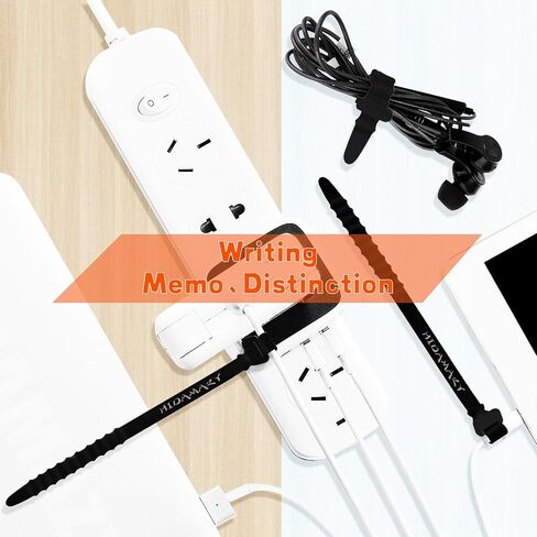 Silicone Zip Ties, 20Pcs 18cm Reusable Zip Ties, Rubber Reusable Zip Ties Straps for Wire Management, Elastic Cable Organizer for Home Office Table Desk and Travel(18cm, 20pcs, Black) in Saudi Arabia