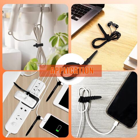 Silicone Zip Ties, 20Pcs 18cm Reusable Zip Ties, Rubber Reusable Zip Ties Straps for Wire Management, Elastic Cable Organizer for Home Office Table Desk and Travel(18cm, 20pcs, Black) in Saudi Arabia