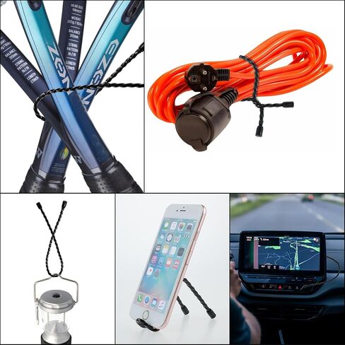 sibba 8pcs العلاقات كابل سيليكون قابلة لإعادة الاستخدام منظم إدارة الكابلات تويست الأشرطة الصلب الأساسية أدوات إدارة الحبل الملونة حامل انحناء حزام منظم جميع الأغراض 12 بوصة كابل تثبيت أسود in Saudi Arabia