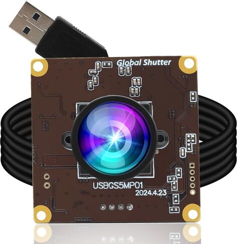 ELP 5MP Global Shutter 50fps وحدة كاميرا USB للكمبيوتر UVC USB2.0 Lightburn Camera لحفارة الليزر عالية السرعة 60 إطارًا في الثانية كاميرا كمبيوتر زاوية واسعة للبث المباشر (100 درجة بدون تشويه) in Saudi Arabia