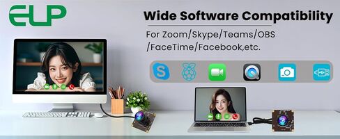 ELP 5MP Global Shutter 50fps وحدة كاميرا USB للكمبيوتر UVC USB2.0 Lightburn Camera لحفارة الليزر عالية السرعة 60 إطارًا في الثانية كاميرا كمبيوتر زاوية واسعة للبث المباشر (100 درجة بدون تشويه) in Saudi Arabia
