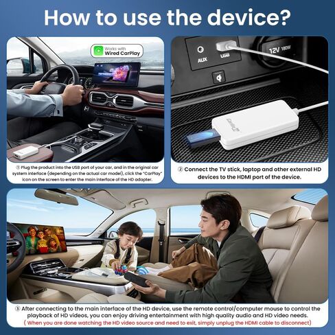 محول Carlinkit Stick HDMI لجهاز CarPlay السلكي OEM (2016-2024)، مناسب لاتصال HDMI المتعدد (Fire TV Sticks وHDMI Game Stick) والتبديل إلى شاشة السيارة الأصلية، ودعم الترقية عبر الإنترنت in Kuwait