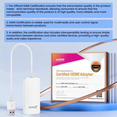 محول Carlinkit Stick HDMI لجهاز CarPlay السلكي OEM (2016-2024)، مناسب لاتصال HDMI المتعدد (Fire TV Sticks وHDMI Game Stick) والتبديل إلى شاشة السيارة الأصلية، ودعم الترقية عبر الإنترنت in Kuwait