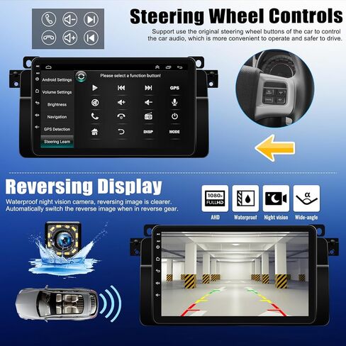 2+64G Android Car Stereo for BMW E46 1998-2005 3 Series 9 inch Touch Screen Multimedia Player GPS Navigation FM RDS Radio Mirror Link for Android/iOS Bluetooth WiFi SWC + Backup Camera&MIC in Saudi Arabia
