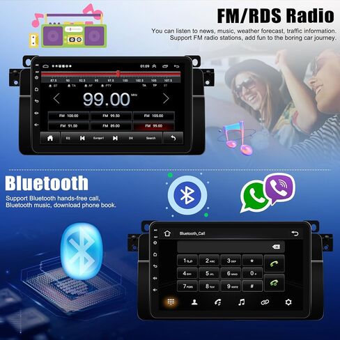 2+64G Android Car Stereo for BMW E46 1998-2005 3 Series 9 inch Touch Screen Multimedia Player GPS Navigation FM RDS Radio Mirror Link for Android/iOS Bluetooth WiFi SWC + Backup Camera&MIC in Saudi Arabia