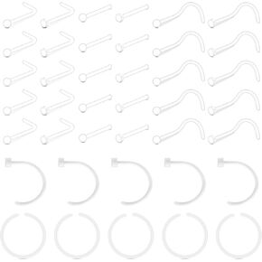 JFORYOU 18-20G خاتم الأنف من الأكريليك الشفاف Bioflex مسمار التجنيب ثقب الأنف مجوهرات للجسم للرجال والنساء in Saudi Arabia