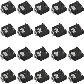 20PCS Stereo Headphone Socket 3.5MM Audio Female Dual Channel Socket Connector 5 Pin Pin Circuit Board for Audio/Video Devices AV Devices Mobile Phones Car Stereo Media Players Black