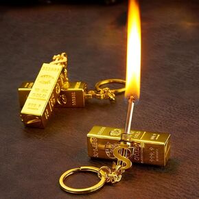 Butane Torch Lighter Fuel Refill Lighter Matchwood Fire Starter with Flint for Outdoor Survival Camping Hiking (Gold)(Does not Contain Butane Gas)