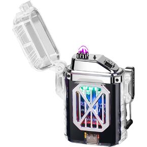 BABOBIU Electric Lighter Plasma Arc Lighter Flameless Windproof Lighter Portable Waterproof Camping Lighter with Smart Chip for Outdoor, Hiking, Adventure (Black)