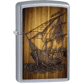 Zippo Lighter: Sailing Ship Drawing - Street Chrome 80610