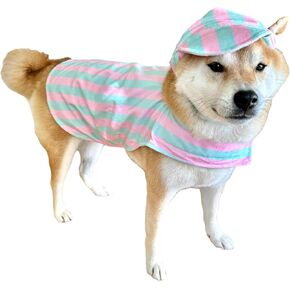 ComfyCamper Matching Green and Pink Striped Dog Cape Hat Costume - XXL Cosplay Halloween Costumes Christmas, XL