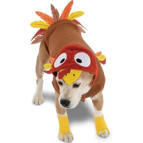 Turkey Pet Costume - Medium (1 Pc) | Soft Brown Polyester Outfit - Perfect for Thanksgiving Festivities