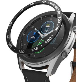 تصميم Ringke Bezel متوافق مع ساعة Galaxy Watch 3 مقاس 45 مم، غطاء لاصق بحلقة لاصقة مضادة للخدش من الفولاذ المقاوم للصدأ - فضي مخرش [45-42] in Saudi Arabia