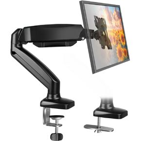 Black Single Monitor Arm Adjustable Stand Monitor Mount up to 32 inches and 17.6 lbs,Computer Desk Mount with Clamp and Grommet Base