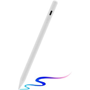 Active Stylus Pen, Dedicated Compatible with All iPad 2018 and Later Mini Air Pro Models, Upgraded with Palm Rejection, Tilting Detection, Magnetic Adsorption, Type C Charging - White
