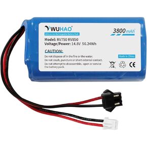 WUHAO for Shark RVBAT850 RVBAT700 Battery [Upgraded 3800mAh] Compatible with Shark Ion RV700 RV720 RV750 RVBAT850 RV-85 RV-850 RV750_N Replacement Battery 14.8V 2-Prongs&3-Prongs Connector