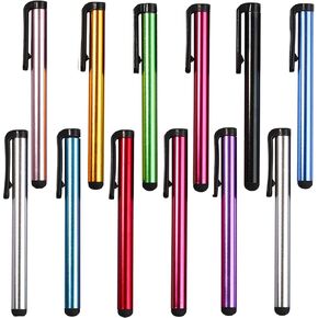 12 Pack Universal Capacitive Stylus Pen Portable Multicolor Touchscreen Stylus Pens Compatible with Apple iPhone 5 /5S/ 5C /6/7/11 Plus iPad Galaxy Tablet Smartphone PDA (HJ-CMB-12PC)