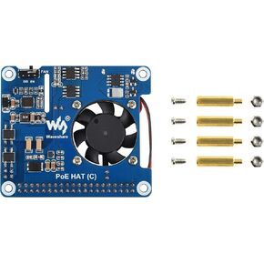 Waveshare POE HAT Type C, Compatible with Raspberry Pi 3B+/4B, 802.3af/at Power-Sourcing Equipment Required, 12V and 5V Power Outputs to Support More Peripherals