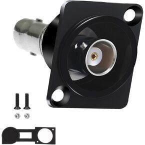 50 Ohm BNC D-Type Panel Mount Connector with Water-Resistant Cover - Gold-Plated SDI Coaxial Female-to-Female Adapter, Durable Chassis Perfect for Your Custom Communication & Surveillance Systems