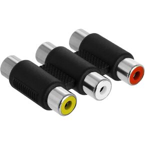 Cmple - 3-RCA Jacks to 3-RCA Jacks Coupler Jointer - White/Red/Yellow - Female to Female Triple RCA Connector Composite