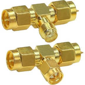 SMA Splitter Connector TUOLNK SMA Male to Dual SMA Male Triple Tee Adapter SMA Female to Double SMA Male 3 Way RF Coaxial Connector Antenna Converter 2 Pack