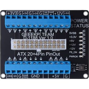 GeeekPi 24/20-pin ATX DC Power Supply Breakout Board Module Adapter, Terminal Block Breakout Module for Computer PC