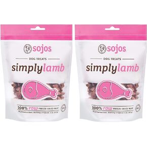 Sojos Simply Lamb Raw Freeze Dried Grain-Free Dog Treats, 4-Ounce each (Pack of 2)