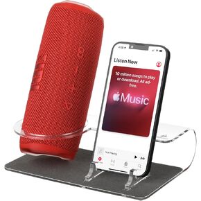 TXEsign Acrylic Desktop Stand Holder Compatible with JBL Flip 4/JBL Flip 5/JBL Flip 6/Beats Pill+/Bushnell Wingman/iPhone, Clear Table Holder for Bluetooth Speaker and Smartphone (Transparent)