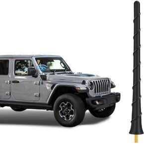 Black Spiral Antenna Replacement 7.5 Inch Compatible with 2007-2024 Jeep Wrangler Gladiator JL JK JT Unlimited Sport Rubicon Sahara Mojave Willys 4xe Wrangler Car Accessories for FM AM Radio Reception