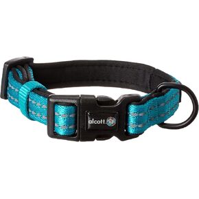 alcott Adventure Dog Collar with Reflective Stitching & Neoprene Padding, Medium, Pink