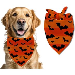 Halloween Bat Dog Bandana, Pet Scarf, Pet Accessory Printed Bib, Square Adjustable Girl or Boy Dog Scarf Black