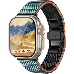 Compatible with Apple Watch Band Carbon Fiber Band for iwatch Ultra 2/Ultra/10/9/8/7/6/SE/5/4/3/2/1, 100% Carbon Fiber Apple Watch Band