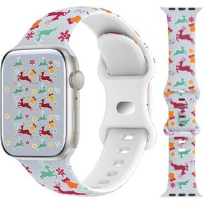 TSAAGAN Christmas Silicone Bands Compatible with Apple Watch Band 38mm 40mm 41mm 42mm 44mm 45mm 49mm, Soft Strap Pattern Printed Wristband for iWatch Series 9 8 SE 7 6 5 4 3 2 1 Ultra Women Men in Saudi Arabia