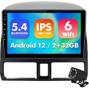 9 Inch IPS Touchscreen Android 12 Car Stereo for Honda CR-V 2002-2006 with Wireless CarPlay & Android Auto 2+32GB Car Radio, Support GPS, WiFi 6, Bluetooth 5.4, FM Radio, Backup Camera, SWC, Dual USB