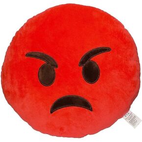 EvZ Emoji Rage Face Emoticon Cushion Stuffed Plush Soft Pillow, 32cm, Red