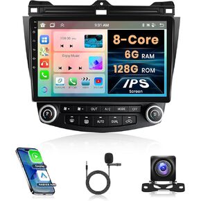 8 Core 6G+128G 10.1'' Carplay Radio for Honda Accord 2003-2007, Rimoody Car Stereo with Android 13 Wireless Android auto Mirror Link GPS WiFi DSP-36 Touchscreen BT/FM/RDS 59-UI Themes Backup Camera