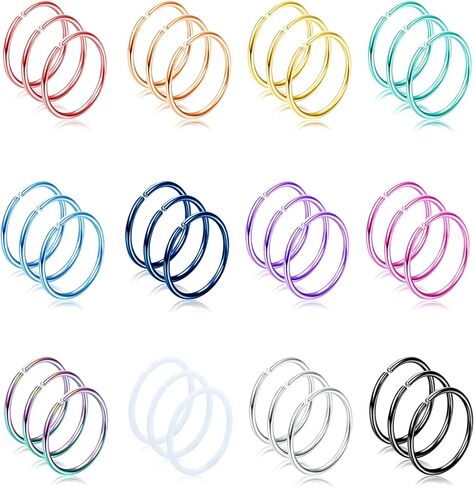 Drperfect 36Pcs 20G Nose Ring Hoop for Women Men 316L Stainless Steel Helix Tragus Lip Septum Ring Cartilage Earring Hoop Piercing Jewelry in Saudi Arabia