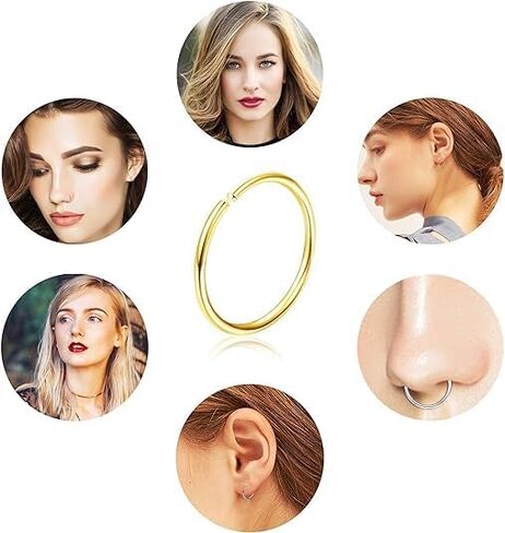 Drperfect 36Pcs 20G Nose Ring Hoop for Women Men 316L Stainless Steel Helix Tragus Lip Septum Ring Cartilage Earring Hoop Piercing Jewelry in Saudi Arabia