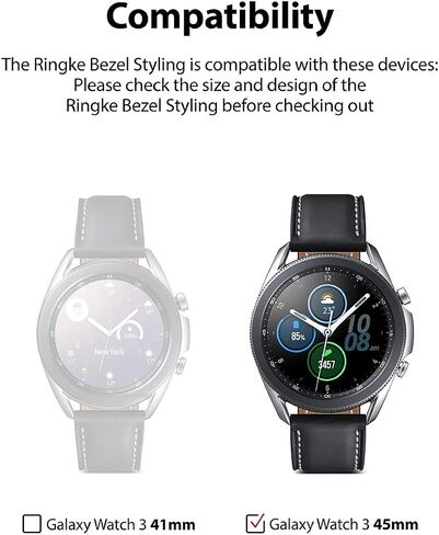 تصميم Ringke Bezel متوافق مع ساعة Galaxy Watch 3 مقاس 45 مم، غطاء لاصق بحلقة لاصقة مضادة للخدش من الفولاذ المقاوم للصدأ - فضي مخرش [45-42] in Saudi Arabia