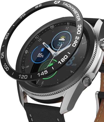 تصميم Ringke Bezel متوافق مع ساعة Galaxy Watch 3 مقاس 45 مم، غطاء لاصق بحلقة لاصقة مضادة للخدش من الفولاذ المقاوم للصدأ - فضي مخرش [45-42] in Saudi Arabia