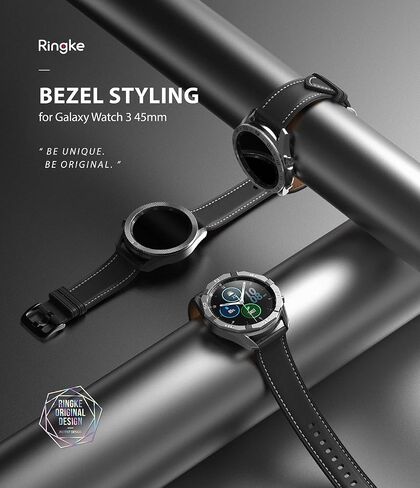 تصميم Ringke Bezel متوافق مع ساعة Galaxy Watch 3 مقاس 45 مم، غطاء لاصق بحلقة لاصقة مضادة للخدش من الفولاذ المقاوم للصدأ - فضي مخرش [45-42] in Saudi Arabia