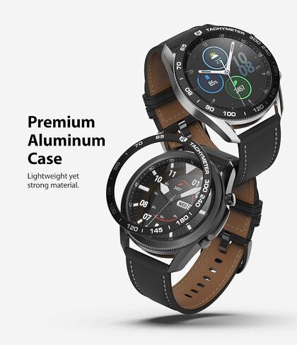 تصميم Ringke Bezel متوافق مع ساعة Galaxy Watch 3 مقاس 45 مم، غطاء لاصق بحلقة لاصقة مضادة للخدش من الفولاذ المقاوم للصدأ - فضي مخرش [45-42] in Saudi Arabia